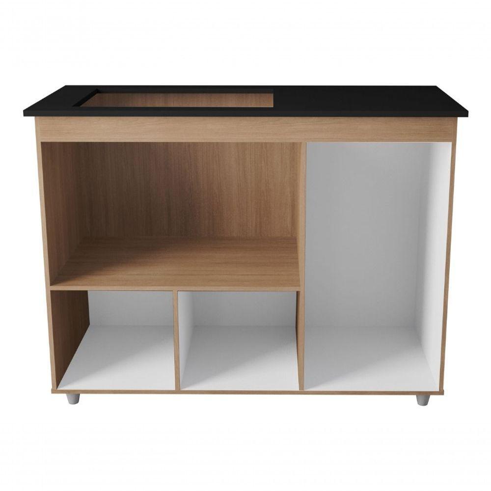 Balcão Para Cooktop Ana 5 Bocas 3 Portas Moblis Cor:savana Preto - 6