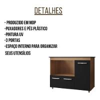 Balcão Para Cooktop Ana 5 Bocas 3 Portas Moblis Cor:savana Preto - 3