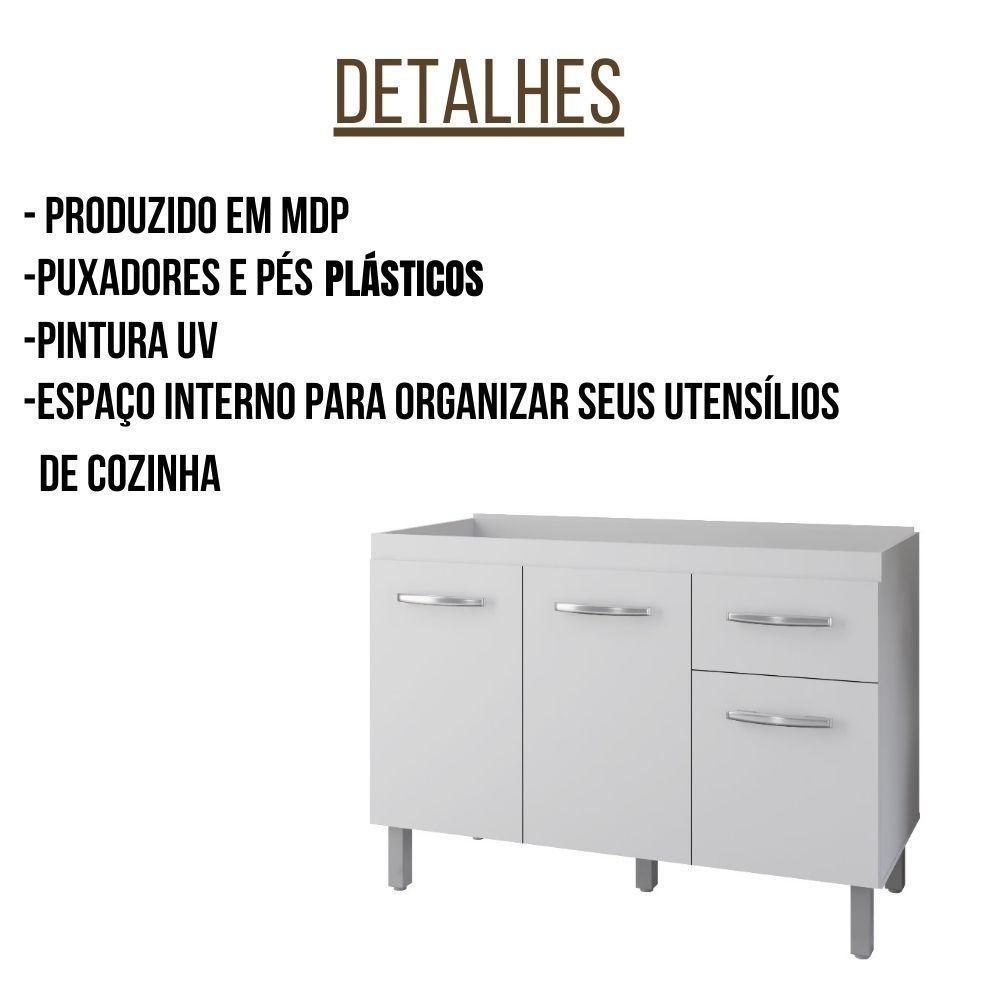 Balcão Para Pia Anita 120 Cm Moblis Cor:branco - 5