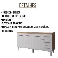 Balcão Para Pia Emily 160 Cm Moblis Cor:savana Off White - 5