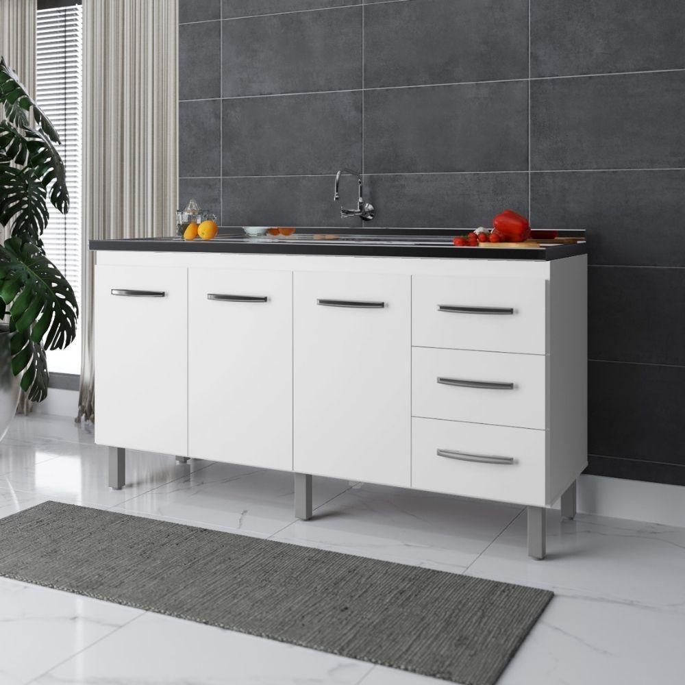 Balcão Para Pia Emily 160 Cm Moblis Cor:branco - 2