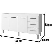 Balcão Para Pia Emily 160 Cm Moblis Cor:branco