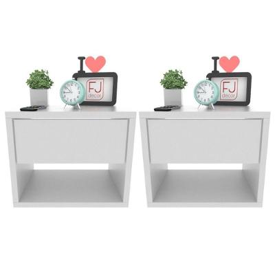 Kit 2 Mesas De Cabeceira Suspensa 1 Gaveta 30 Cm Mdf Branco
