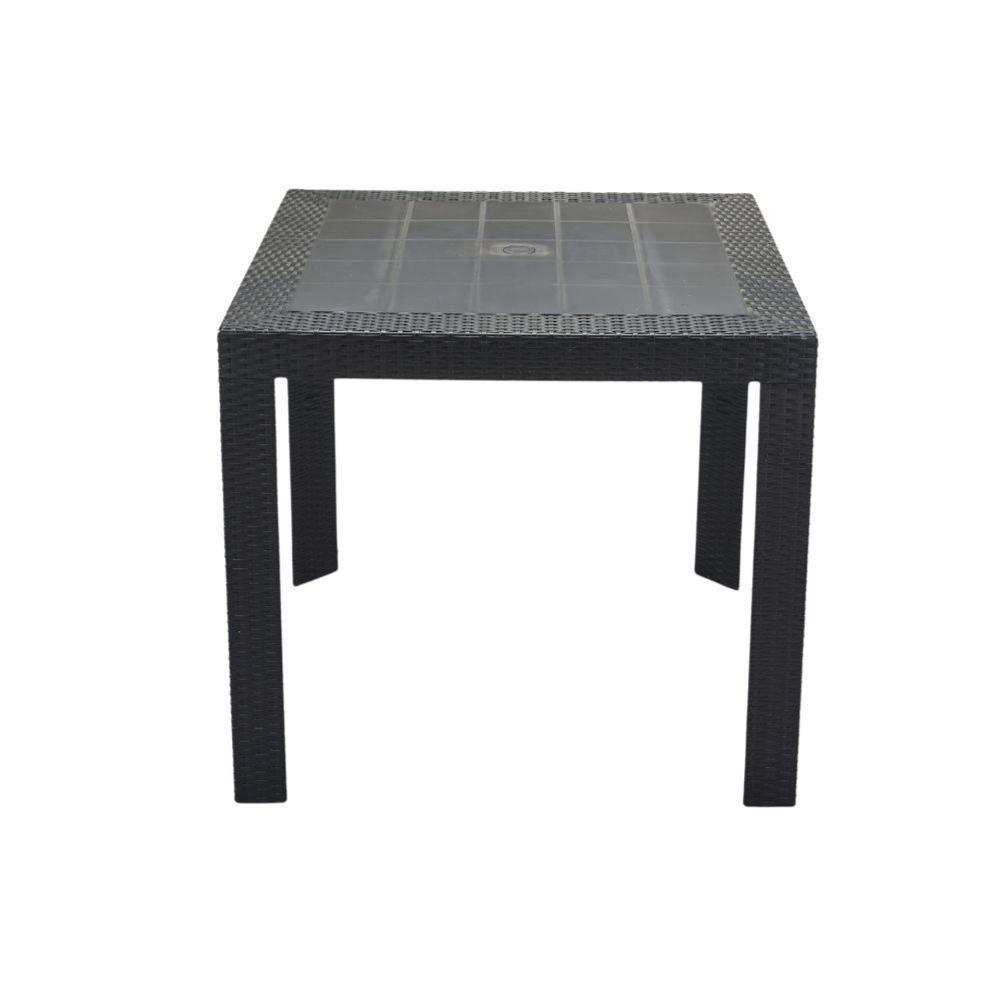 Mesa De Jantar Quadrada Ibiza 80 Cm (largura) Em Polipropileno Preto Com Tramas Simulando Rattan - 3