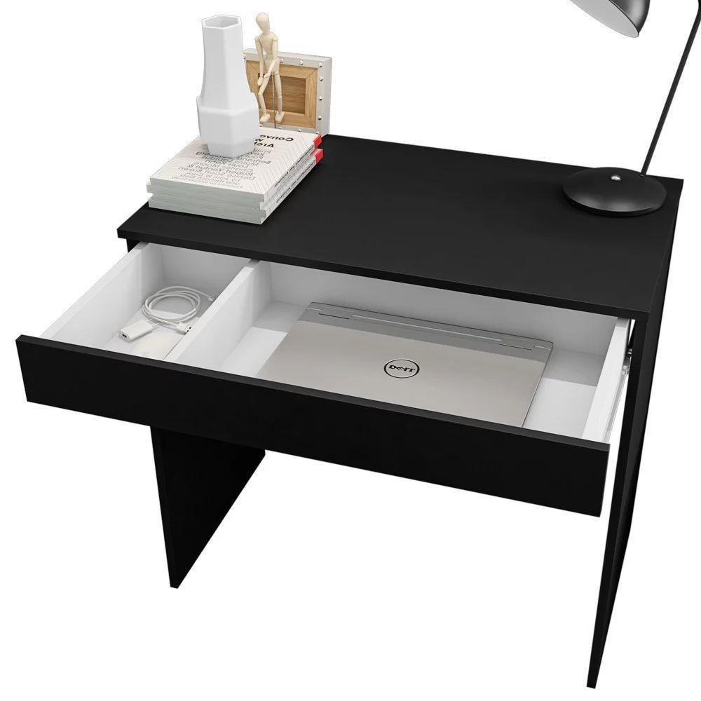 Mesa Para Computador Escrivaninha 1 Gaveta Manuela Preto - 2