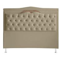 Cabeceira De Cama Box Helena Casal 140 Cm Capitonê Retro Botão Encapados Suede Bege Eli Móveis - 1