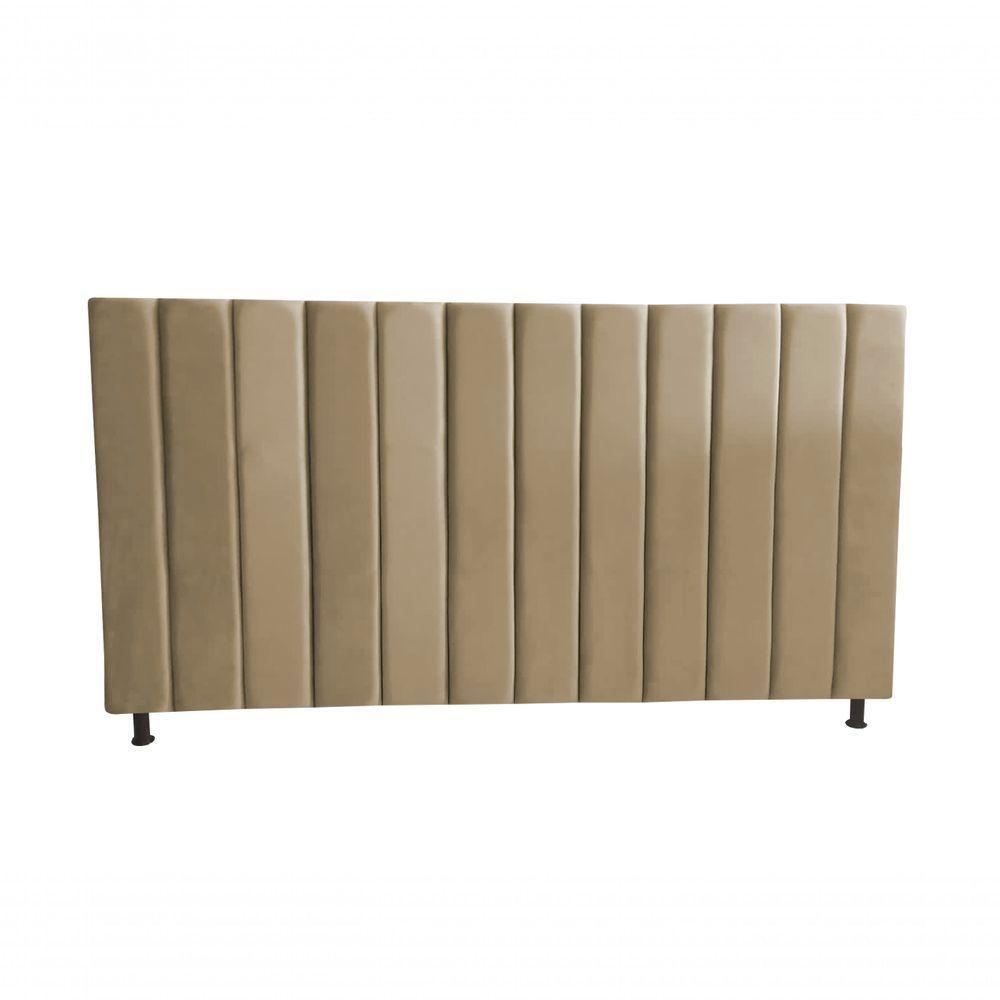 Cabeceira De Cama Box Estofada Gabi Queen 160 Cm Suede Bege Eli Móveis - 1