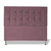 Cabeceira De Cama Box Cristal Casal 140 Cm Botão Strass Suede Rosê Eli Móveis - 1