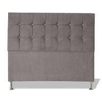Cabeceira De Cama Box Cristal Casal 140 Cm Botão Strass Suede Prata Eli Móveis - 1