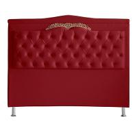 Cabeceira De Cama Box Helena Queen 160 Cm Capitonê Retro Botão Encapados Suede Vermelho Eli Móveis - 1
