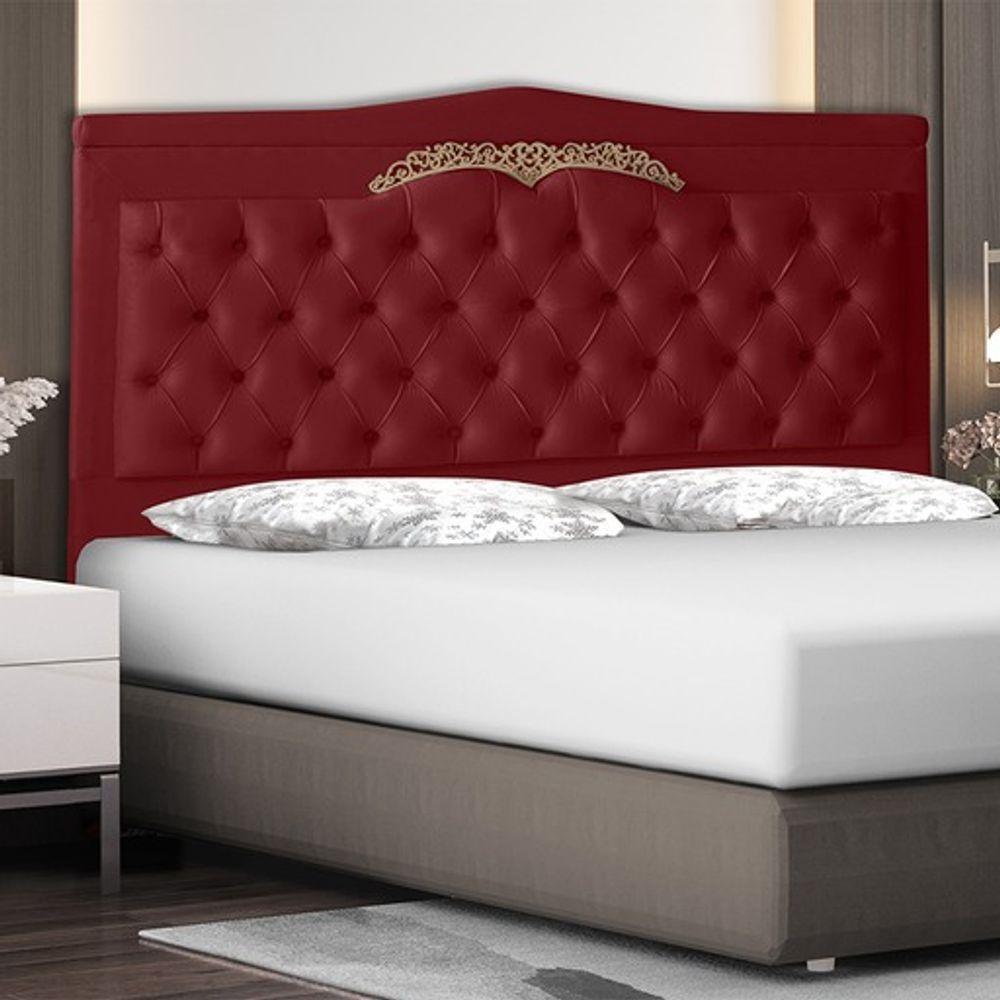 Cabeceira De Cama Box Helena King 195 Cm Capitonê Retro Botão Encapados Suede Vermelho Eli Móveis - 2