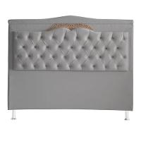 Cabeceira De Cama Box Helena King 195 Cm Capitonê Retro Botão Encapados Suede Prata Eli Móveis - 1