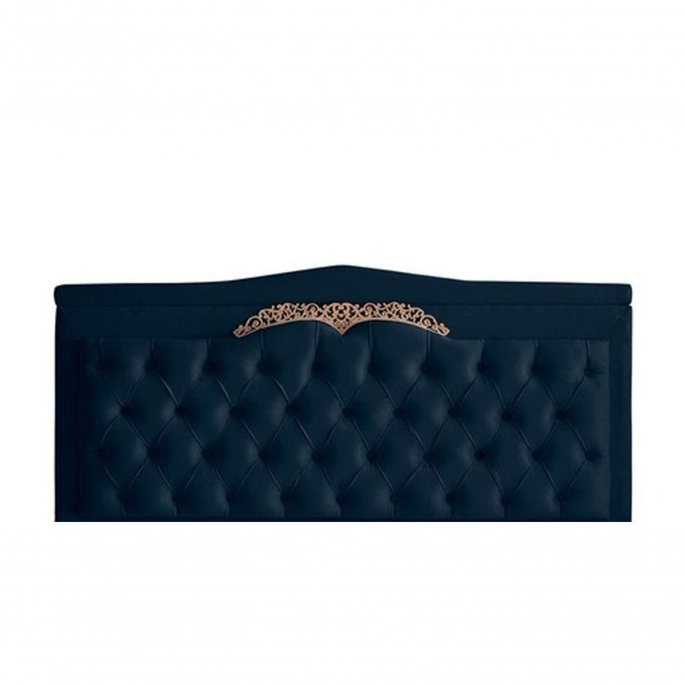 Cabeceira De Cama Box Painel Helena Queen 160 Cm Retro Capitonê Botão Encapados Suede Azul Marinho Eli Móveis - 1