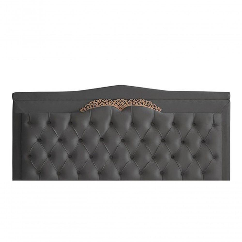 Cabeceira De Cama Box Painel Helena King 195 Cm Retro Capitonê Botão Encapados Suede Grafite Eli Móveis - 1