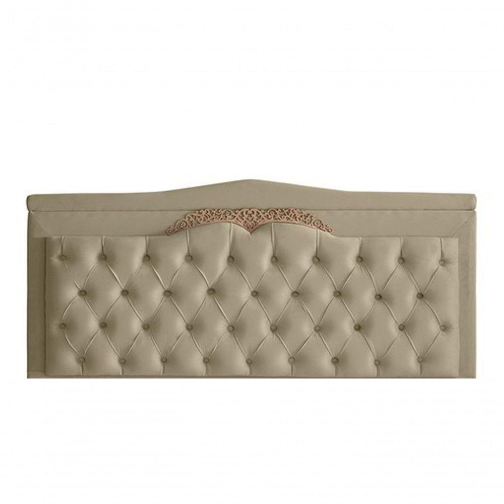 Cabeceira De Cama Box Painel Helena King 195 Cm Retro Capitonê Botão Encapados Suede Bege Eli Móveis - 1