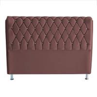 Cabeceira De Cama Box Jully Queen 160 Cm Botão Strass Suede Rosê Eli Móveis - 1