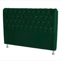 Cabeceira De Cama Box Jully Queen 160 Cm Botão Strass Suede Verde Eli Móveis - 2