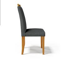 Cadeira Aurora Madeira Maciça Estofada Para Mesa De Jantar Linho Chumbo 406 - 2