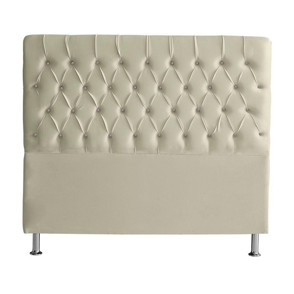 Cabeceira De Cama Box Paris Casal 140 Cm Botão Strass Suede Porcelana Eli Móveis - 1