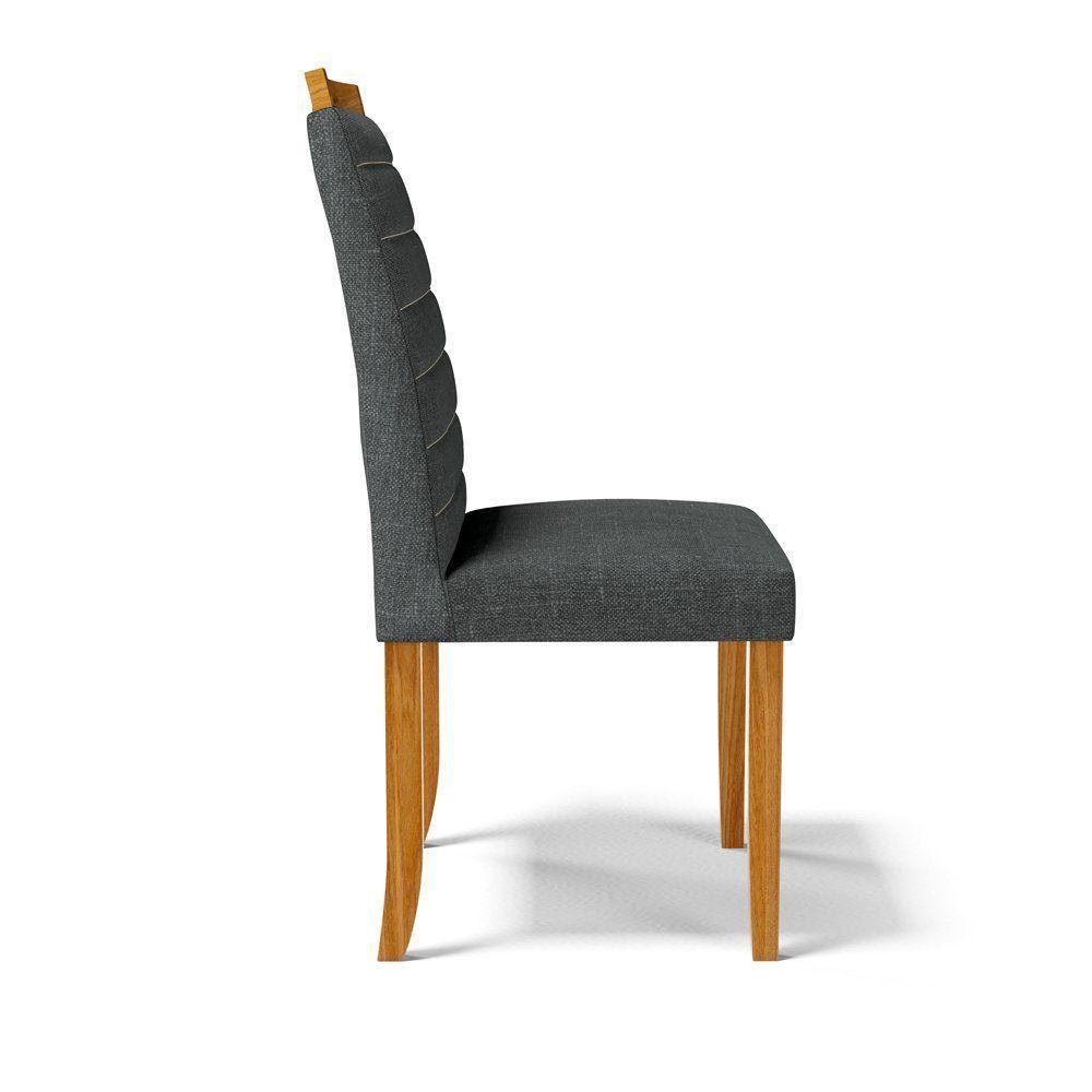 Kit Com 4 Cadeiras Sara Madeira Maciça Estofadas Para Mesa De Jantar Linho Chumbo 406 - 5