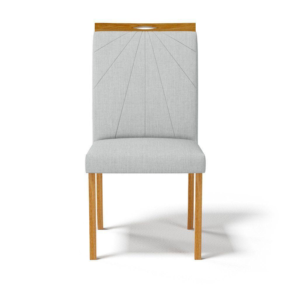 Kit Com 4 Cadeiras Maiara Madeira Maciça Estofadas Para Mesa De Jantar Linho Cinza 407 - 6