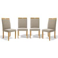 Kit Com 4 Cadeiras Maiara Madeira Maciça Estofadas Para Mesa De Jantar Veludo Bege 102 - 1