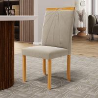 Kit Com 4 Cadeiras Maiara Madeira Maciça Estofadas Para Mesa De Jantar Veludo Bege 102 - 7