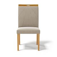 Kit Com 4 Cadeiras Maiara Madeira Maciça Estofadas Para Mesa De Jantar Veludo Bege 102 - 8