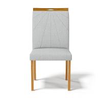 Kit Com 2 Cadeiras Maiara Madeira Maciça Estofadas Para Mesa De Jantar Linho Cinza 407