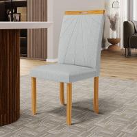 Kit Com 2 Cadeiras Maiara Madeira Maciça Estofadas Para Mesa De Jantar Linho Cinza 407 - 7
