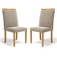 Kit Com 2 Cadeiras Agnes Madeira Maciça Estofadas Para Mesa De Jantar Veludo Bege 102 - 1
