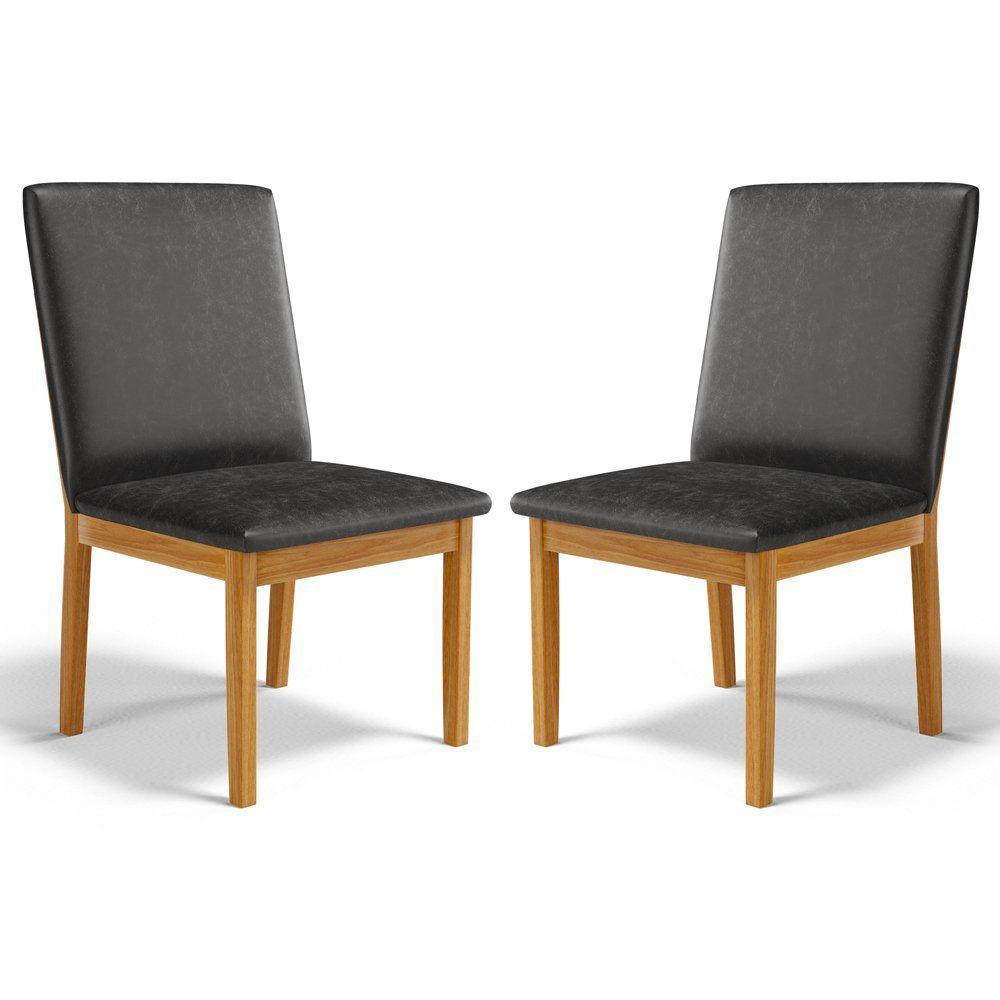 Kit Com 2 Cadeiras Daniela Madeira Maciça Estofada Para Mesa De Jantar Courino Preto 503 - 1