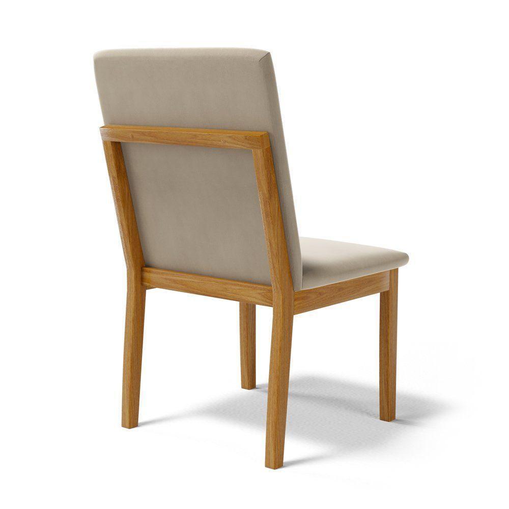 Kit Com 2 Cadeiras Daniela Madeira Maciça Estofada Para Mesa De Jantar Veludo Bege 102 - 4