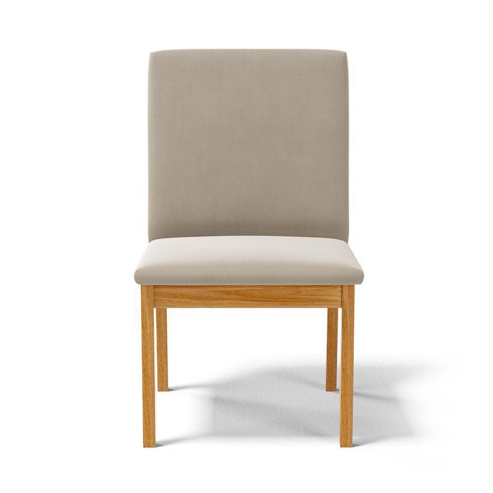 Kit Com 2 Cadeiras Daniela Madeira Maciça Estofada Para Mesa De Jantar Veludo Bege 102 - 8