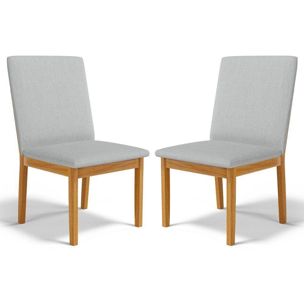 Kit Com 2 Cadeiras Daniela Madeira Maciça Estofada Para Mesa De Jantar Linho Cinza 407 - 1