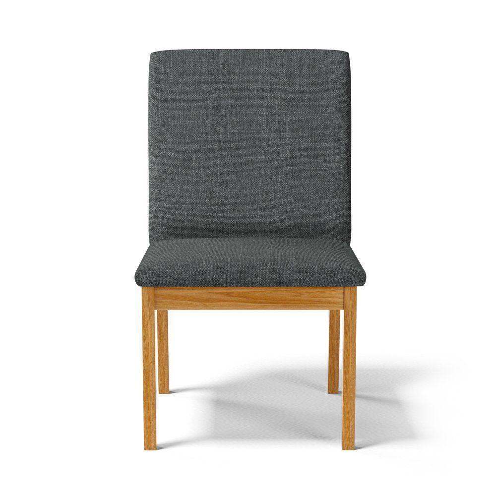 Kit Com 4 Cadeiras Daniela Madeira Maciça Estofada Para Mesa De Jantar Linho Chumbo 406 - 4