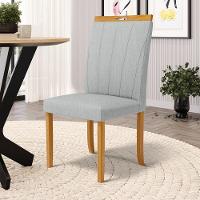 Kit Com 2 Cadeiras Aurora Madeira Maciça Estofadas Para Mesa De Jantar Linho Cinza 407 - 2
