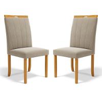 Kit Com 2 Cadeiras Aurora Madeira Maciça Estofadas Para Mesa De Jantar Veludo Bege 102 - 1