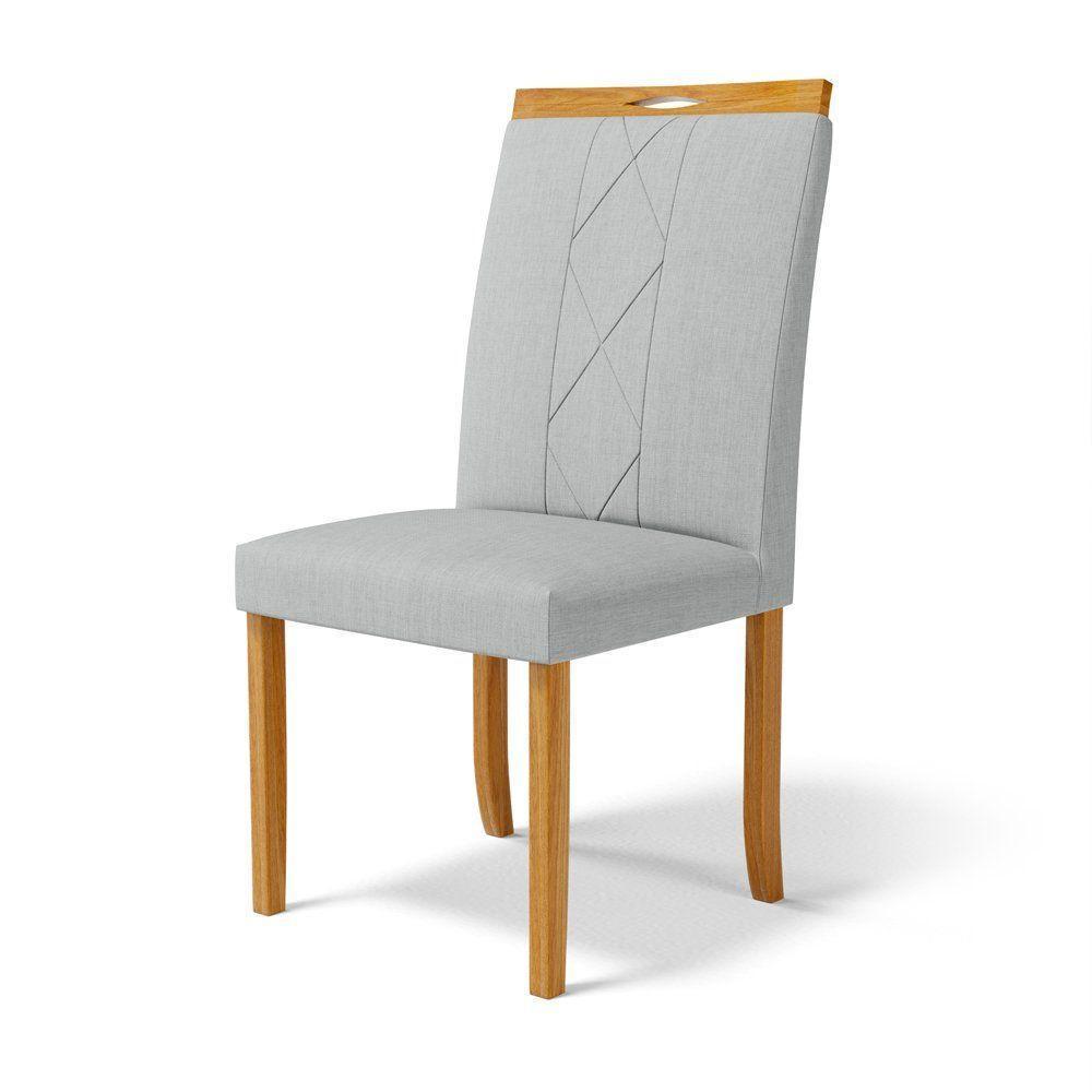 Kit Com 4 Cadeiras Ana Madeira Maciça Estofadas Para Mesa De Jantar Linho Cinza 407 - 5