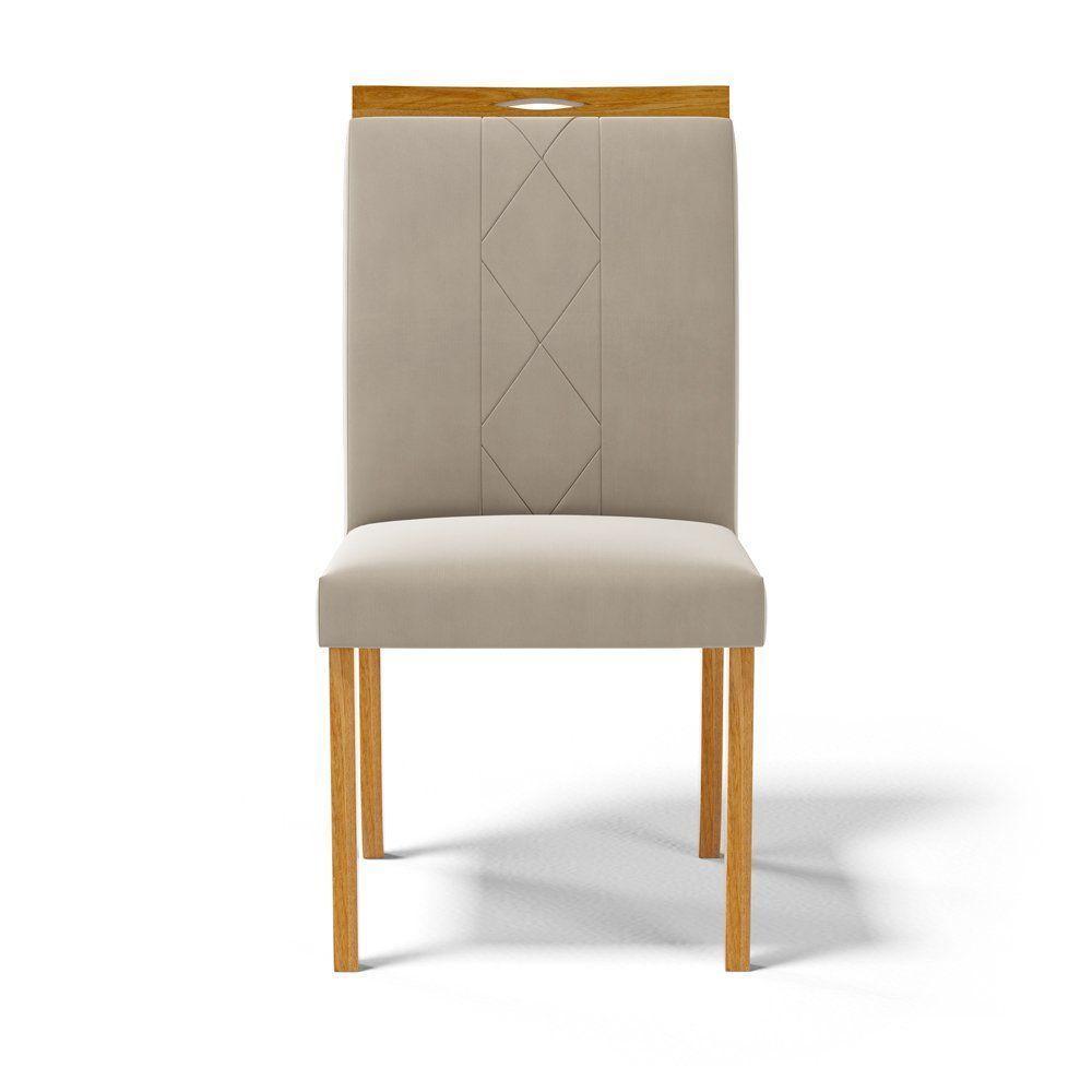 Kit Com 4 Cadeiras Ana Madeira Maciça Estofadas Para Mesa De Jantar Veludo Bege 102 - 7