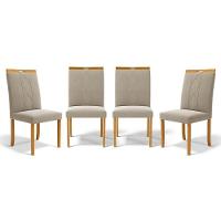 Kit Com 4 Cadeiras Ana Madeira Maciça Estofadas Para Mesa De Jantar Veludo Bege 102 - 1
