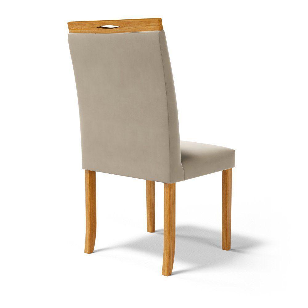 Kit Com 2 Cadeiras Ana Madeira Maciça Estofadas Para Mesa De Jantar Veludo Bege 102 - 7