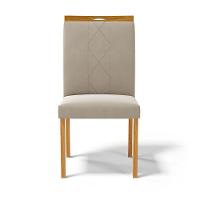 Kit Com 2 Cadeiras Ana Madeira Maciça Estofadas Para Mesa De Jantar Veludo Bege 102 - 5