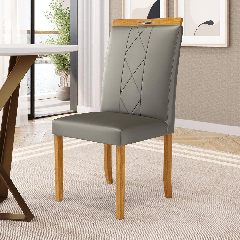 Kit Com 2 Cadeiras Ana Madeira Maciça Estofadas Para Mesa De Jantar Veludo Chumbo 109 - 5