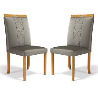 Kit Com 2 Cadeiras Ana Madeira Maciça Estofadas Para Mesa De Jantar Veludo Chumbo 109 - 1