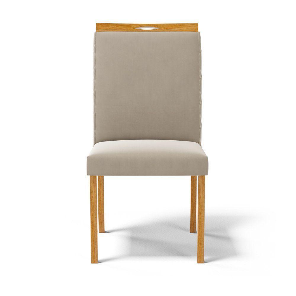 Kit Com 4 Cadeiras Agnes Madeira Maciça Estofadas Para Mesa De Jantar Veludo Bege 102 - 2