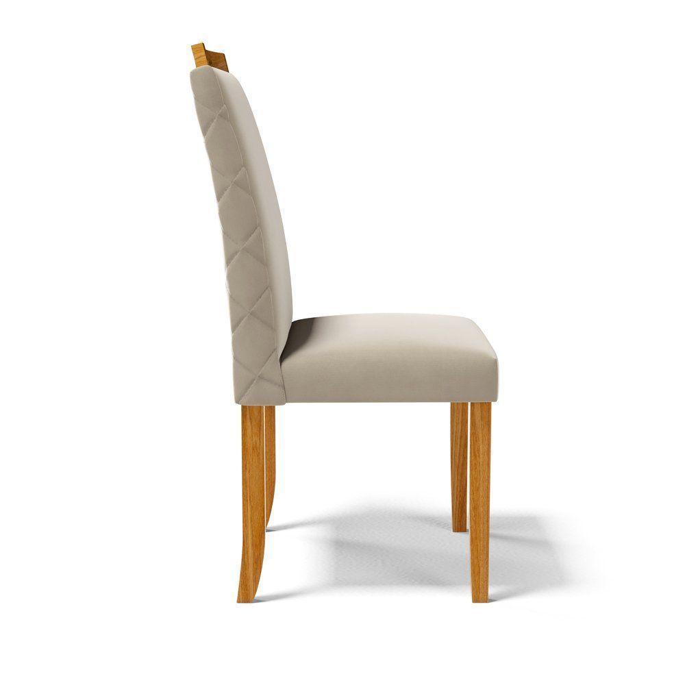 Kit Com 4 Cadeiras Agnes Madeira Maciça Estofadas Para Mesa De Jantar Veludo Bege 102 - 4