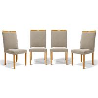 Kit Com 4 Cadeiras Agnes Madeira Maciça Estofadas Para Mesa De Jantar Veludo Bege 102 - 1