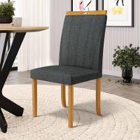 Kit Com 2 Cadeiras Aurora Madeira Maciça Estofadas Para Mesa De Jantar Linho Chumbo 406 - 7