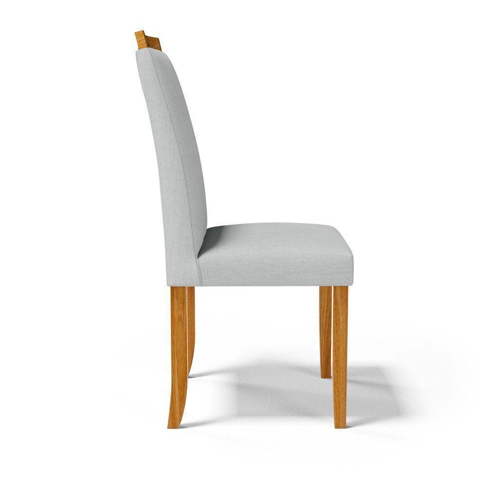 Kit Com 2 Cadeiras Ana Madeira Maciça Estofadas Para Mesa De Jantar Linho Cinza 407 - 4
